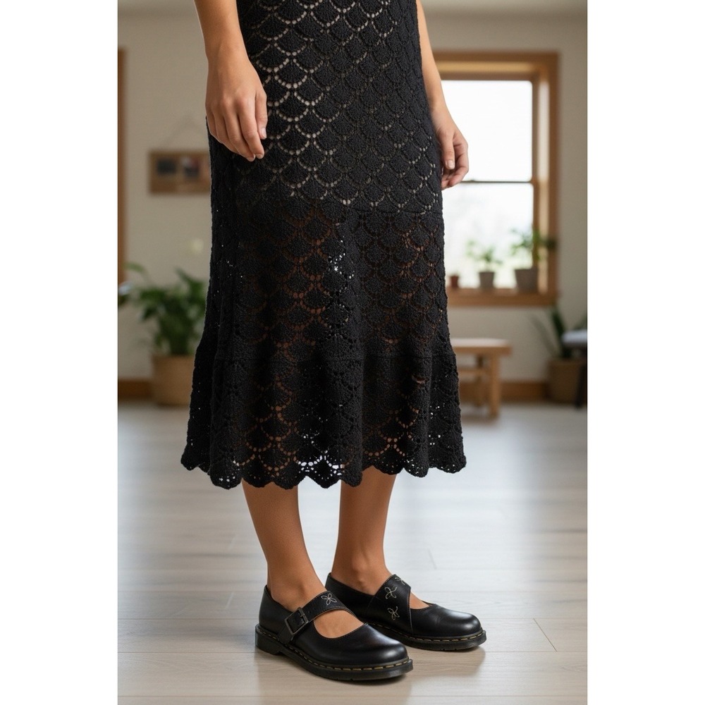 New Y2K 10556 Cross-Strap Mary Jane Black 38 Rare Embroidered